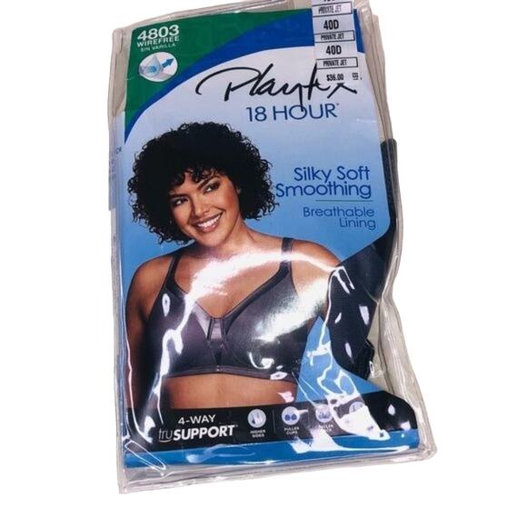 Playtex Sleek & Smooth Wireless Bra 40D grey - Picture 2 of 7